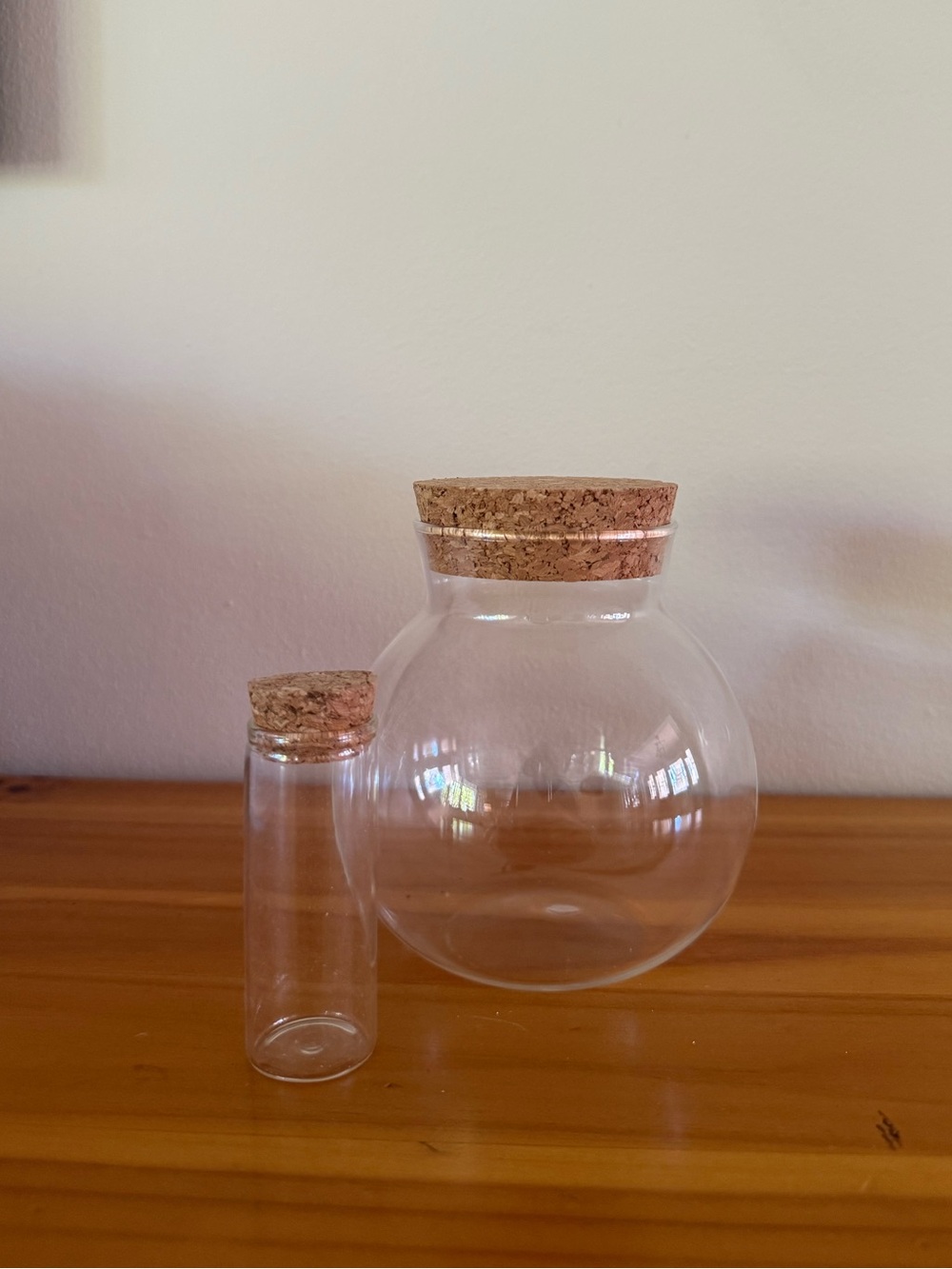 Cork Top Glass Bubble Jar & Mini Jar
